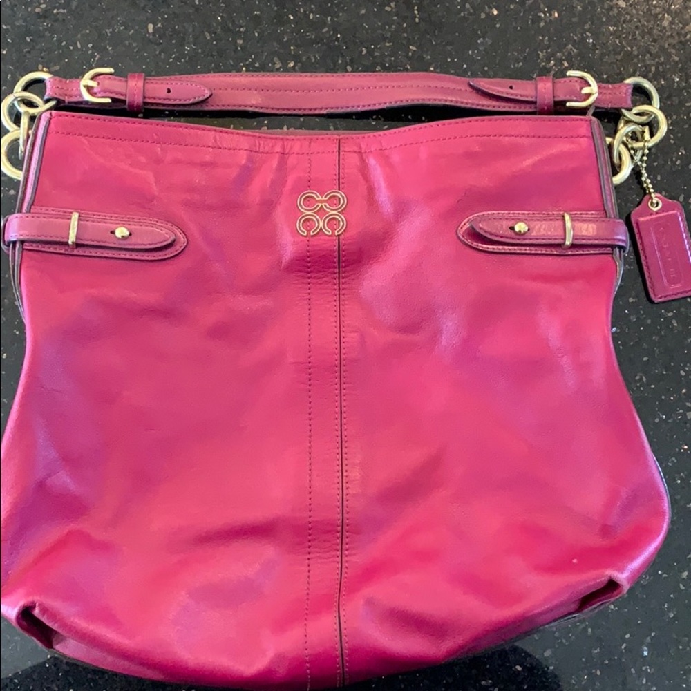 COACH pink hobo leather bag